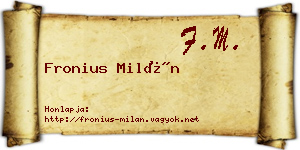 Fronius Milán névjegykártya